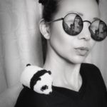 Christina Aldan Black and White Selfie with PandaPuck